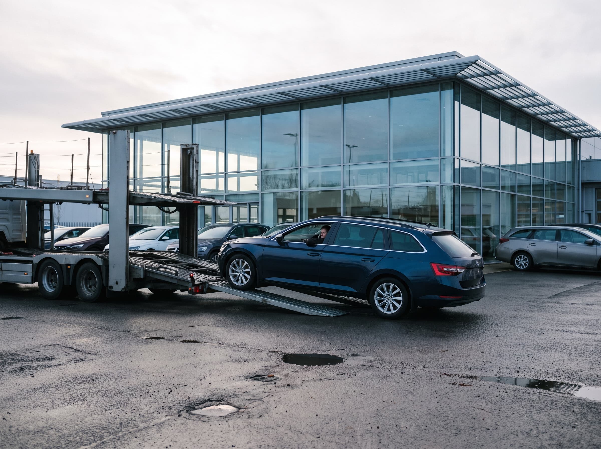 Auto wordt gelost bij een Duitse dealer