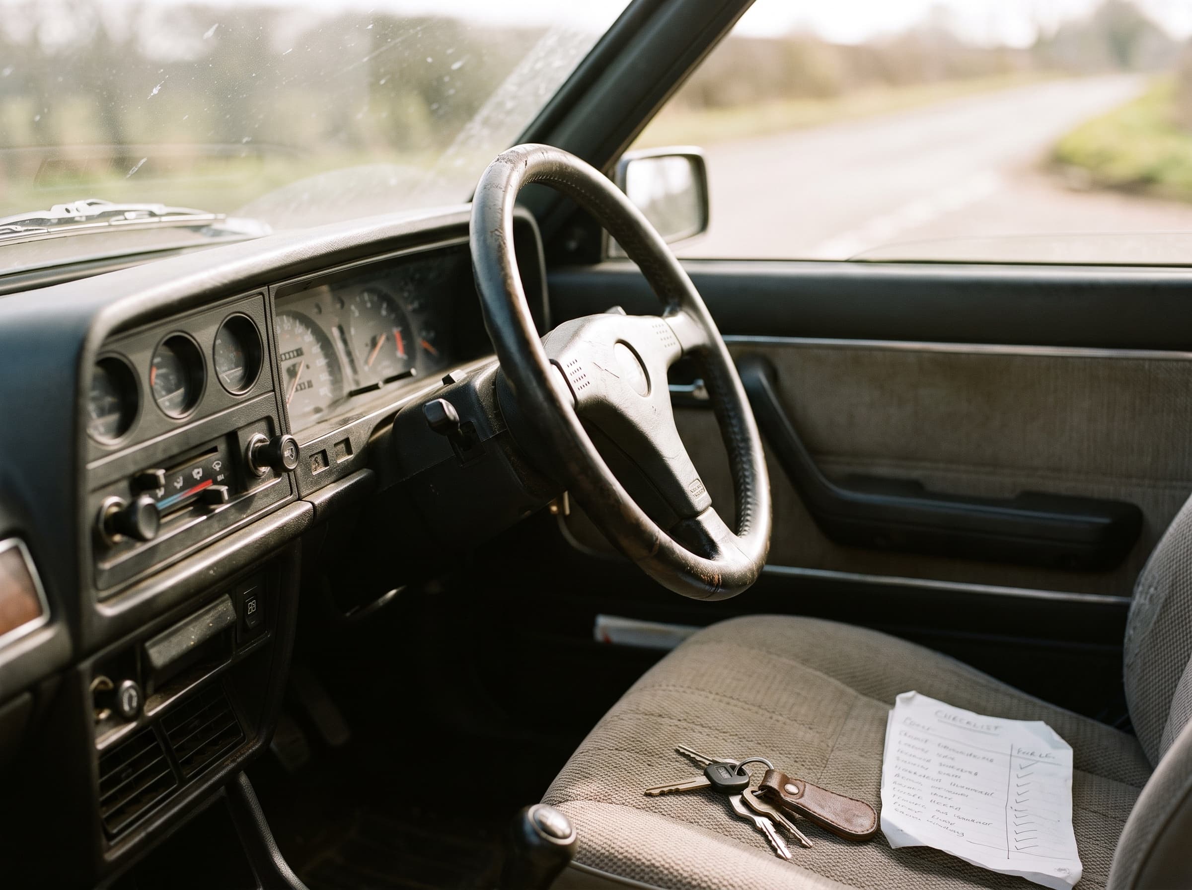 Autosleutels en checklist op de stoel